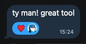 User testimonial from Telegram