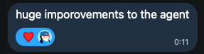 User testimonial from Telegram